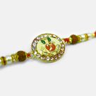 Shri Ganesha Surrounded with Jewel and Rudraksha Beaded Rakhi for Brother