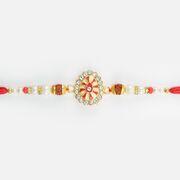 Oval Shape Design New Meena Work Jewel Beads Rakhi for Brother