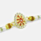 Oval Shape Design New Meena Work Jewel Beads Rakhi for Brother