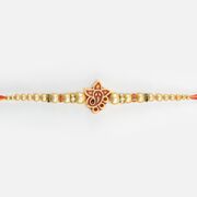 Small Ganesha in Mid Simple Fancy Design Attractive Looking Divine Beads Rakhi for Brother 