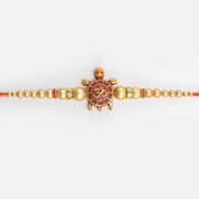 Good Luck Brown Tortoise Design Jewel and Beads Rakhi for Brother