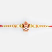 Auspicious Kalash in Mid with Golden Beads in Mauli Thread Nice Looking Beads Rakhi