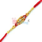 Alluring Diamond Rakhi in Golden Beads