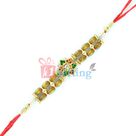 Floral Designer Golden and Sandalwood Beaded Rakhi