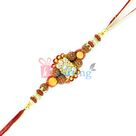Endearing Diamond Decked Zari Work Beads Rakhi