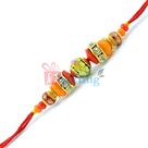 Diamond Work Golden and Beads Rakhi for Brother