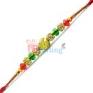 Designer Diamond and Golden Beads Rakhi with Glass Beads