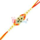 Golden Magic in White and Black Diamonds, Color Beads Mauli Rakhi