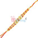 Curvy Golden Golden Diamond Designer Beads Rakhi