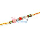 Inspiring Silver and Red Glass Bead Designer Pearl Bead Rakhi