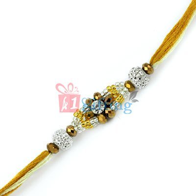 New Fancy Look Glass Beads and Diamond Rakhi for Brother
