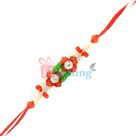 Splendid Red Crystal and Pearl Beads Rakhi for Family