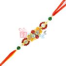 Gilded Colorful Glass, Golden and Pearl Work Diamond Rakhi