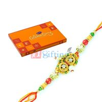 Rakhi Wishes With Cadbury Small Celebrations Pack and 1 Fancy Rakhi
