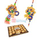 Rakhi Wishes With 24 Pcs Ferrero Rocher n stylish Bhaiya Bhabhi Rakhi