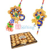 Rakhi Wishes With 24 Pcs Ferrero Rocher n stylish Bhaiya Bhabhi Rakhi