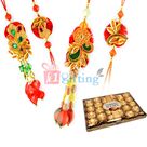 Sweet Combo of 24 Pcs Ferrero Rocher and 2 Set Designer Bhaiya Bhabhi Rakhi