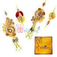 Cadbury Big Celebrations Chocolate With Floral Look of 2 Set Bhaiya Bhabhi Rakhi