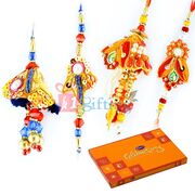 Rakhi Wishes With Cadbury Small Celebrations Pack and 2 Pair Rakhi for Bhaiya Bhabhi