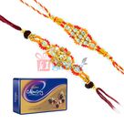 Fantastic Combo of Celebrations Rich Dry Fruit Tin and 2 Diamond Rakhis