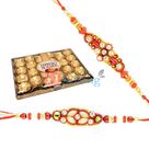 Sweet 24 Pcs Ferrero Rocher Chocolate and 2 Designer Rakhi Set