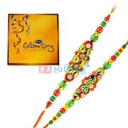 Rakhi Wishes With Big Celebrations Cadbury Chocolate and 2 Fancy Rakhi