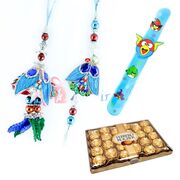 Rich Set of 24 Pcs Ferrero Rocher With 1 Fancy Bhaiya Bhabhi Rakhi n 1 Kids Rakhi