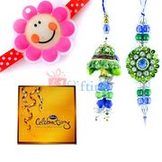 Best Chocolate Set of Big Celebrations With 1 Bhaiya Bhabhi Rakhi and 1 Rakhi for Kids