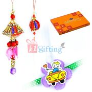 Rakhi Wishes With Cadbury Celebrations Chocolate With 1 Bhaiya Bhabhi and 1 Kids Rakhi