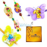 Cadbury Big Celebrations Chocolate With 2 Kids and 1 Bhaiya Bhabhi Rakhi Set 