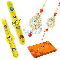 Chocolate Set of Cadbury Celebrations With 1 Bhaiya Bhabhi Rakhi and 2 Rakhi for Kids