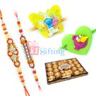 Rakhi Wishes With Ferrero Rocher 24 Pcs With 2 Kids Rakhi and 2 Jewels Rakhi