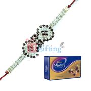 Special Silver Diamond Rakhi n Cadbury Celebration Tin