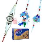 Cadbury Celebration Tin with Bhaiya Bhabhi Rakhi and a Silver Diamond Rakhi