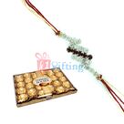 Awesome Silver Diamond Rakhi n 24 Pcs Ferrero Rocher Chocolate