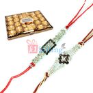 Black n White Diamond Silver 2 Rakhis n 24 Pcs Ferrero Rocher