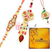 Bhaiya Bhabhi Rakhis n 1 Zardosi Rakhi with Cadbury Celebration Big
