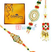 Hear Pearl Bhaiya Bhabhi Rakhi n 1 Zardosi Beads Rakhi with Cadbury Celebration Big