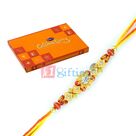 Gloden Flower Diamond Beads Rakhi n Cadbury Celebration Small