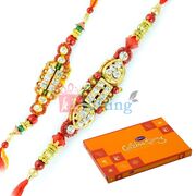 Zardosi Diamond Golden 2 Rakhis n Cadbury Celebration Small