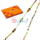 Twin Beads Diamond Rudraksh Rakhis with Cadbury Celebration Small