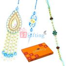 Pearl Kundan Blue Touch Bhaiya Bhabhi n 1 Executive Diamond Rakhis with Cadbury Pack