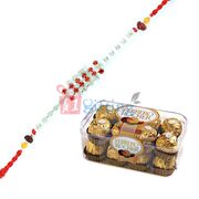 Simply Superb Diamond Silver Rakhi with Ferrero Rocher 16 Pcs