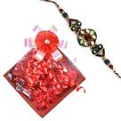 Beautiful Kundan Rakhi with Chocolate Gift for Brother