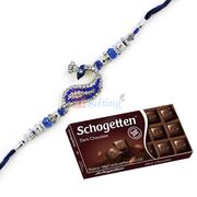Chocolate Gift with Diamond Peacock Rakhi