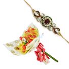 Amazing Kundan Meena Rakhi with Chocolate Bouquet