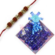 Rudraksha Diamond Rakhi with Chocolate Gift