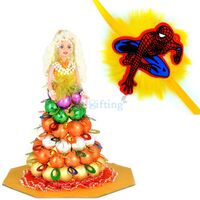 Spidermen Kids Rakhi with Barbie Doll Chocolate Gift