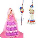 Beautiful Pearl Pair Rakhi Set with Chocolate Doll