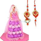 Beautiful Diamond Pair Rakhi with Chocolate Doll